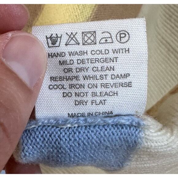 Chinti & Parker Stripe Cardigan Sweater Size Medium Women’s Cream Open Front - Picture 5 of 8